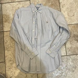 BOYS Size 14 Ralph Lauren blue striped button down